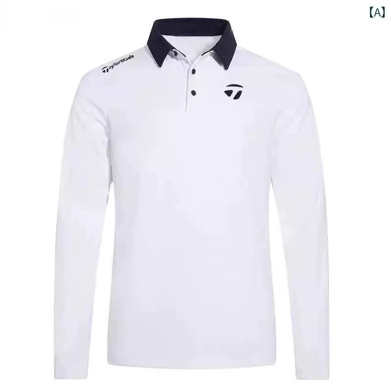 2025年 ゴルフ用 春秋 メンズ S カジュアル 長袖 伸縮性 Tシャツ トップス ポロシャツ ピケ 生地 男性 ..