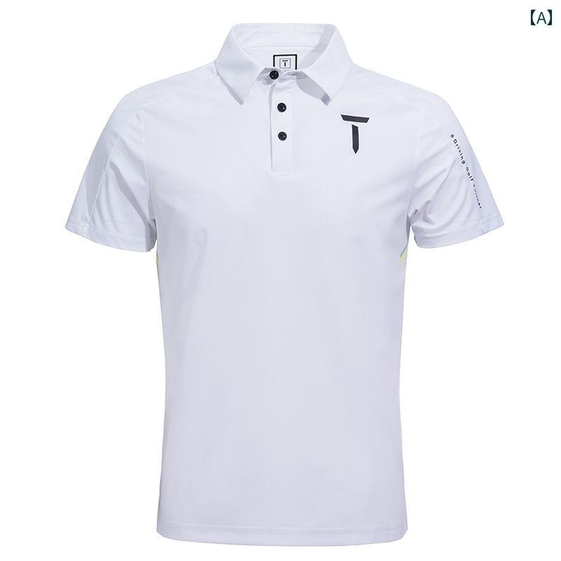 ゴルフ メンズ 半袖 Tシャツ高 伸縮性 スポーツ ラペル ポロシャツ 高強度 短袖 男性向け ブラック ホ..