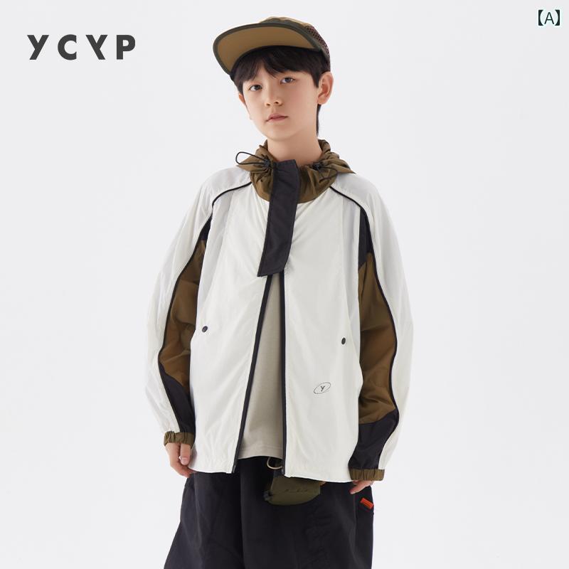子供 服 男の子 日焼け防止 中学生・ 高校生 2025年 夏 薄手 アウトドア フード 付き ジャケット キッズ カジュアル素材：ナイロン素材構成: ポリアミド繊維(ナイロン)100参考身長：140cm 130cm 150cm 160cm 170cm 120cm