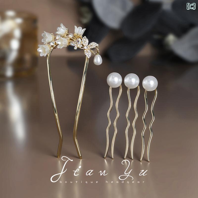 女性用 Jianyu 花 アクセサリー U 字型 ヘア ピン 豪華 ステップ シェイク レトロ スリット コーム チャイナ ドレス ヘッド