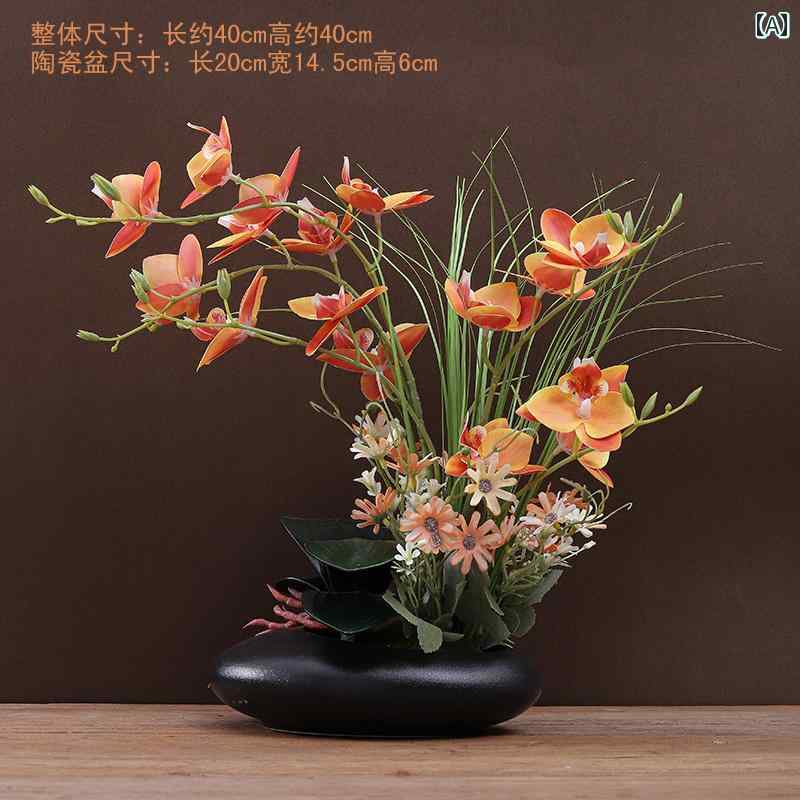胡 蝶 蘭 造花 鉢植え ライト 豪華 フラワーアレンジメント セット リビング ルーム 玄関 フロント デスク ホテル トップ 花 飾り