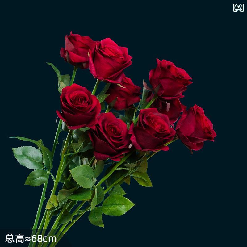 フェルトの バラ 造花 豪華 装飾 品 リビング ルームの ブーケ テーブルフラワー 花.カラフルカラーオ..