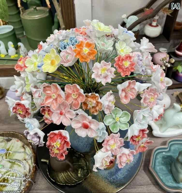 陶器製　花置物　カラフルな花置物　インテリア 楽天市場】陶器 陶花の通販
