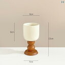クリーム 色の ハイレッグの 木製 セラミック 花瓶 縦目 フラワーアレンジメント 水 耕 栽培 フラワー メーカー ホーム ニッチ ソフト デコレーション フレンチスタイル