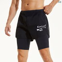 スポーツ ショーツ メンズ 夏用 フェイクツーピース トレーニングタイツ ハーフパンツ プロ仕様 マラソン ランニング ブラック ブルー パープル グレー ネイ...