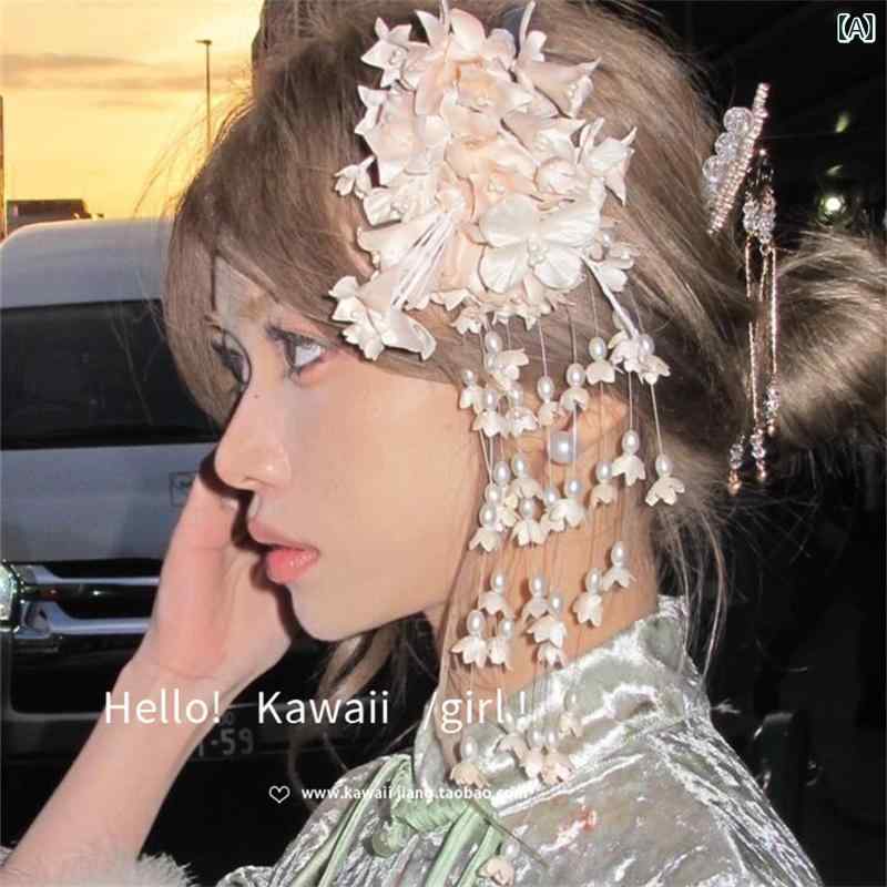 チャイナ風 森 スズラン 花 房 ヘアピン ブライダル アクセサリー サイド クリップ ネット レッド 写真 誇張 カジュアル