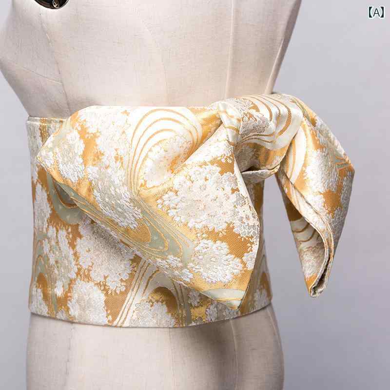 日本の 着物用 ウエスト 浴衣用 豪華 錦織り 蝶 結び 写真 撮影 固定 ベルト エレガント カジュアル レディース おしゃれ