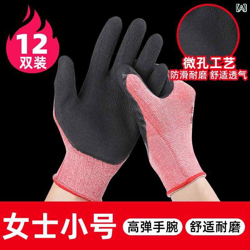 労働 手袋 女性 夏 作業 薄 片 小型 サイズ 耐摩耗性 ゴム 滑り止め 屋外 ラテックスフォーム キング カジュアル レディースサイズ: S