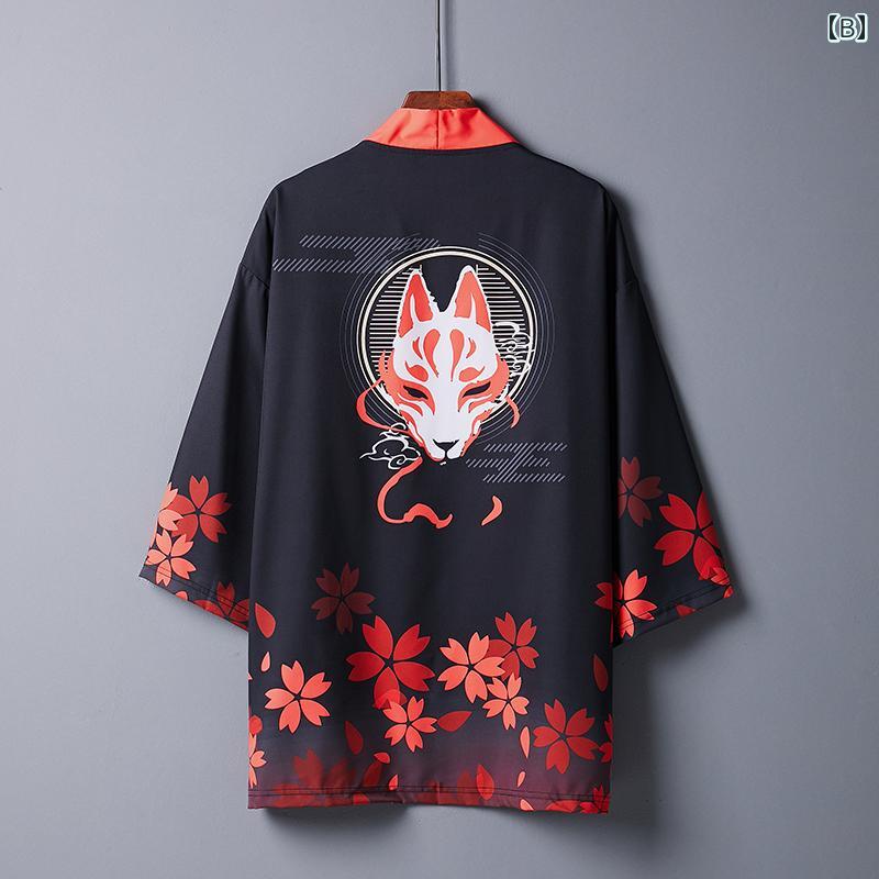 LINEAR shopの和風 コスプレ 周り アニメ 着物 カーディガン 羽織り チャイナ風 レトロ 創作 イラスト ジャケット 潮 かっこいい プリント｜アングル2