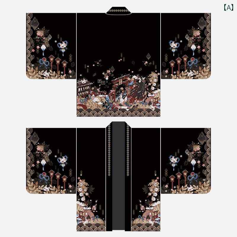 Manyige 稲荷 神と 出会う 春夏 日焼け防止 和風 羽織 日本の ジャケット メンズ レディース カーディ..