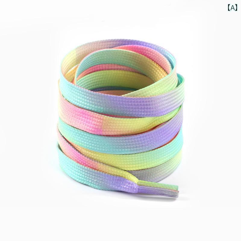 レインボー シュー レース ロープ コンバース 1970 AJ 1 エア フォース メンズ グラデーション ホワイト シュー レース レディース イン カラー タイダイ フラット色の分類：11# ライトカラフル [2足組] 01# レインボ...