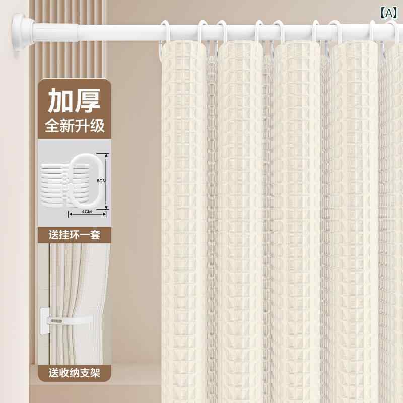 豪華 バス ルーム 防水 カーテン 厚手 防 カビ シャワー 布 セット パンチ フリー 速乾 ドア パーティ..