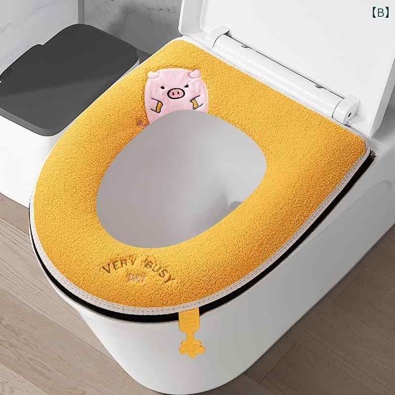 LINEAR shopのトイレ シート クッション ユニバーサル オール シーズン 対応 家庭用 洗える 汚れに 強い 防水 カバー リング ジッパー｜アングル2