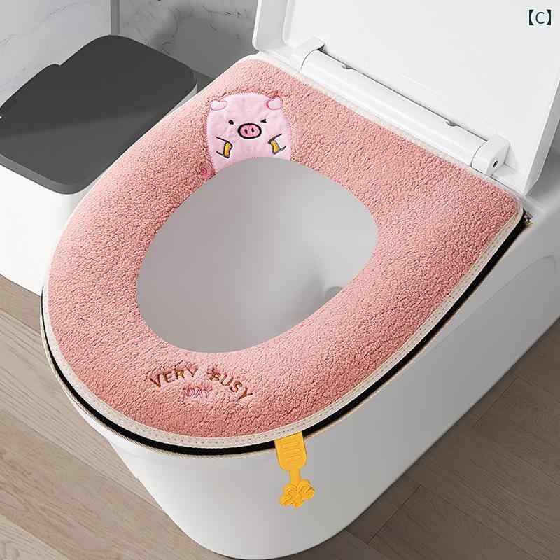 LINEAR shopのトイレ シート クッション ユニバーサル オール シーズン 対応 家庭用 洗える 汚れに 強い 防水 カバー リング ジッパー｜アングル3