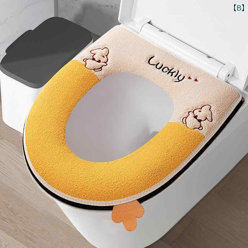 トイレ シート クッション年 冬 オール シーズン 防水 厚手 ジッパー カバー.カラフルカラーオシャレシンプルスタイル 2