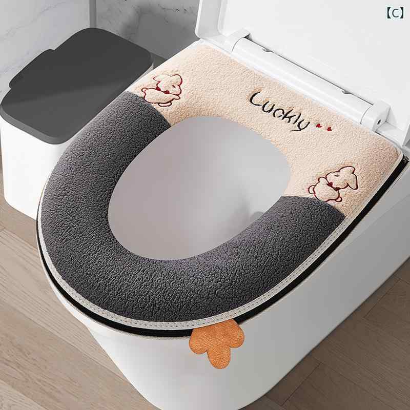 トイレ シート クッション年 冬 オール シーズン 防水 厚手 ジッパー カバー.カラフルカラーオシャレシンプルスタイル 3