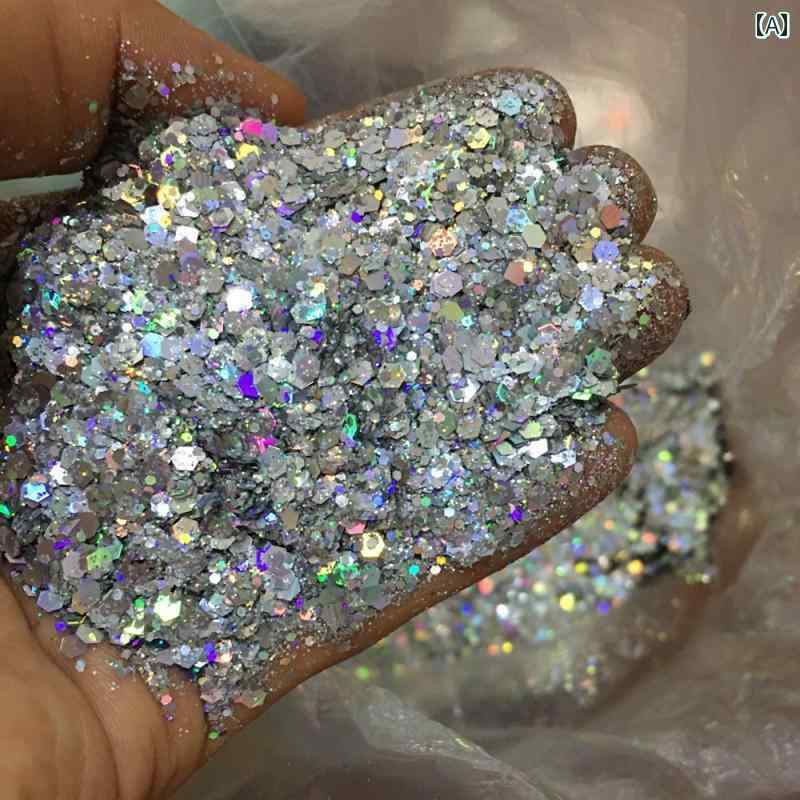 500グラム 卸売 レーザー 六角形 スパンコール ミックス グリッターパウダー 光沢 手作り DIY 接着 剤 ..