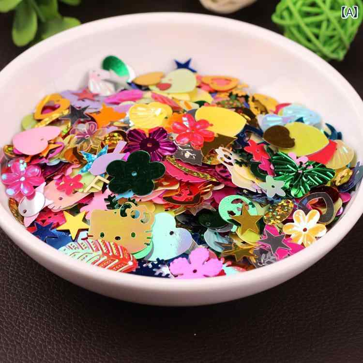 DIY ジュエリーアクセサリー 材料 カラフル スパンコール 幼稚園 手作り グリーティングカード パッチ 衣類 装飾 子供用 ペースト バッグ