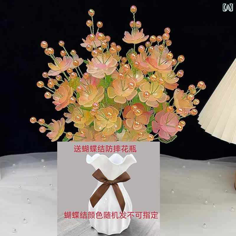 Douyinの 48個の フェニックスの 花と ライトと 蝶 DIY 手作り ビーズ おしゃれ ルース 織り ブーケ 材料.カラフルカラーオシャレ