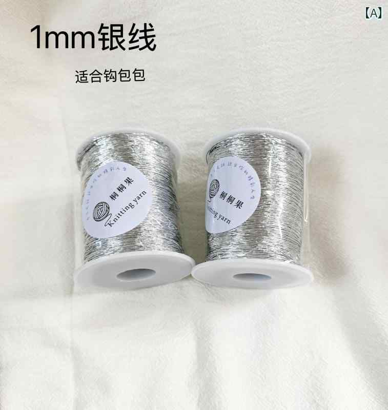 シルバー コットン 糸 15 mm フラッシュ ラウンド 明るい 手作り DIY フック バッグ.シンプルスタイル..