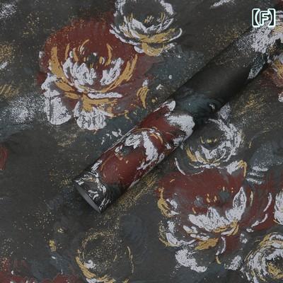 レトロ 油絵の 包装 紙 花の 夢の 裏庭の 豪華 プリント 素材.カラフルカラーオシ...