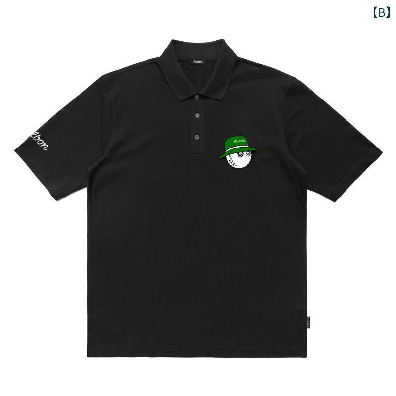通気性 ゴルフ ポロ メンズ 半袖 ラペル 服 Tシャツ アウトドア スポーツ 短袖 襟つき 最適 豪華 男性用 ブラック ホワイト