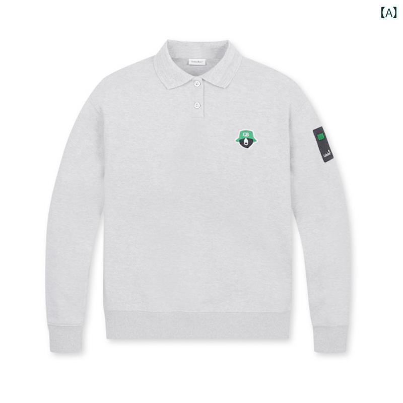 ユニセックス 男女兼用 ポロシャツ スウェット ゴルフウェア 秋冬 トレーニング プルオーバー ラペル ..