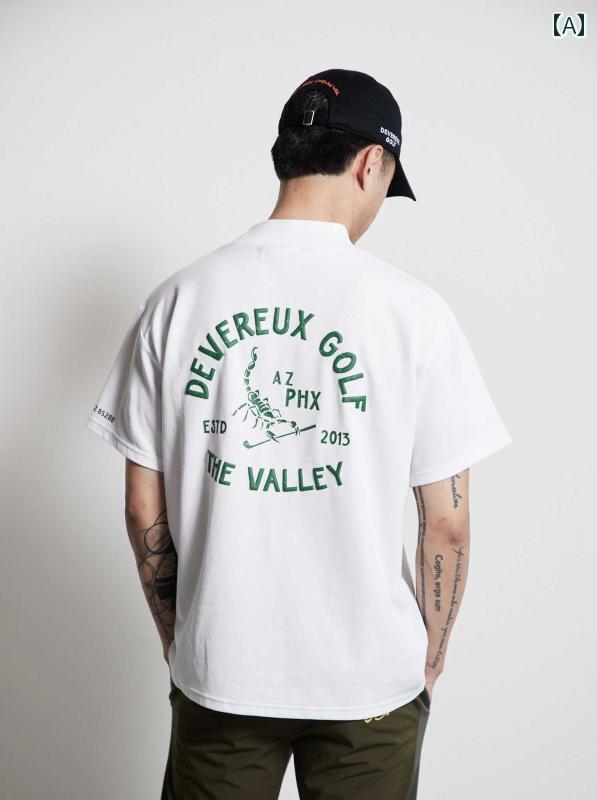 高品質 ゴルフ スポーツ 速乾 ハイネック カジュアル 半袖 Tシャツ メンズ 夏 薄手 ブラック アーミー..