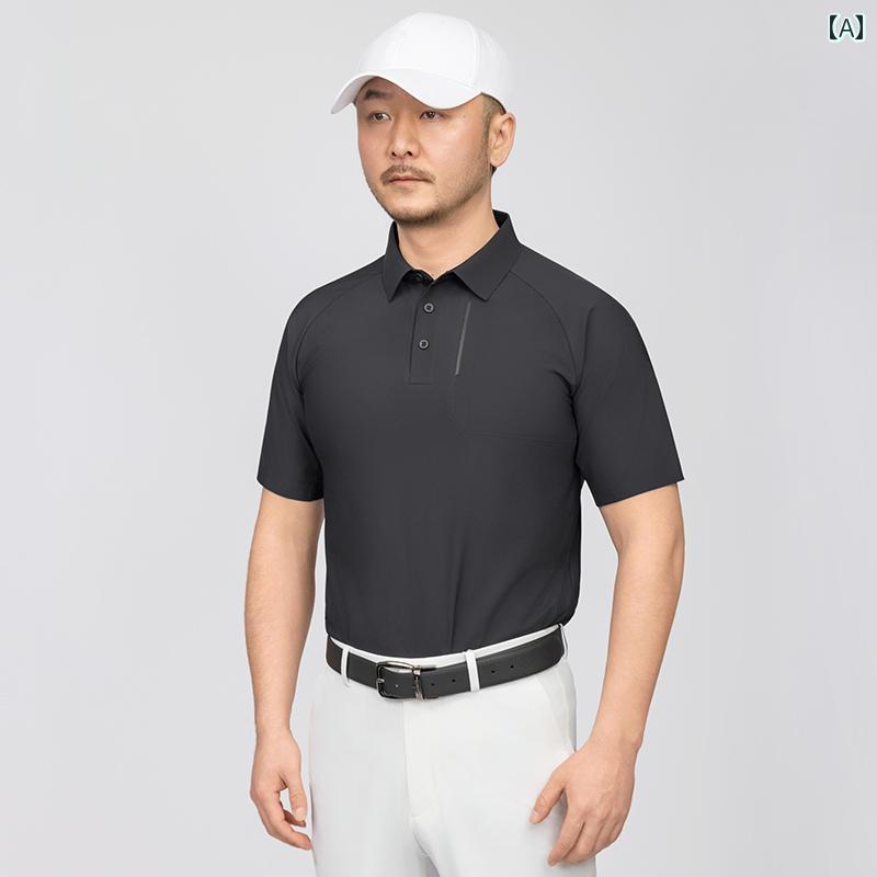 Shirts - 夏 ゴルフ グリーン サマー メンズ コントラスト シームレス 半袖 ビビッド ポロシャツ GT ブラック グレー(ライト、ダーク)