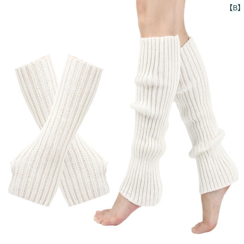 レッグウォーマー & アームウォーマー セット ニット 手袋 ミドル丈靴下 蛍光カラー リブ編み カジュアル スタイル 防寒 あったか アクリル(x3)