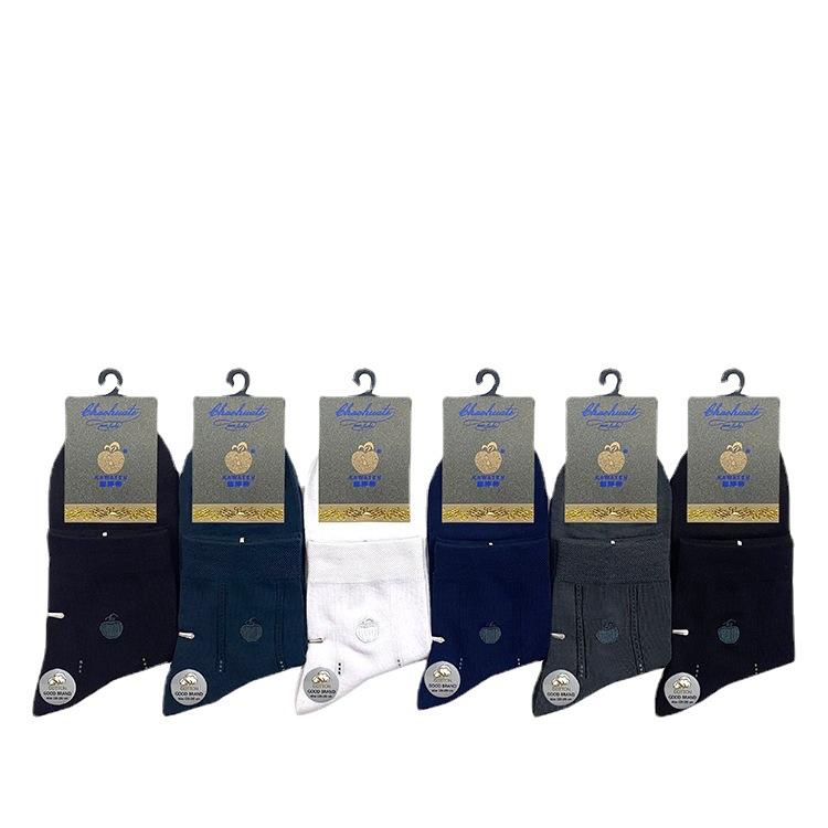 12個セット靴下 メンズ 男性用 ビジネス ソックス 中筒 刺繍 ストライプ柄 通気 塑形 ポリエステル混紡 200N 春夏 薄手