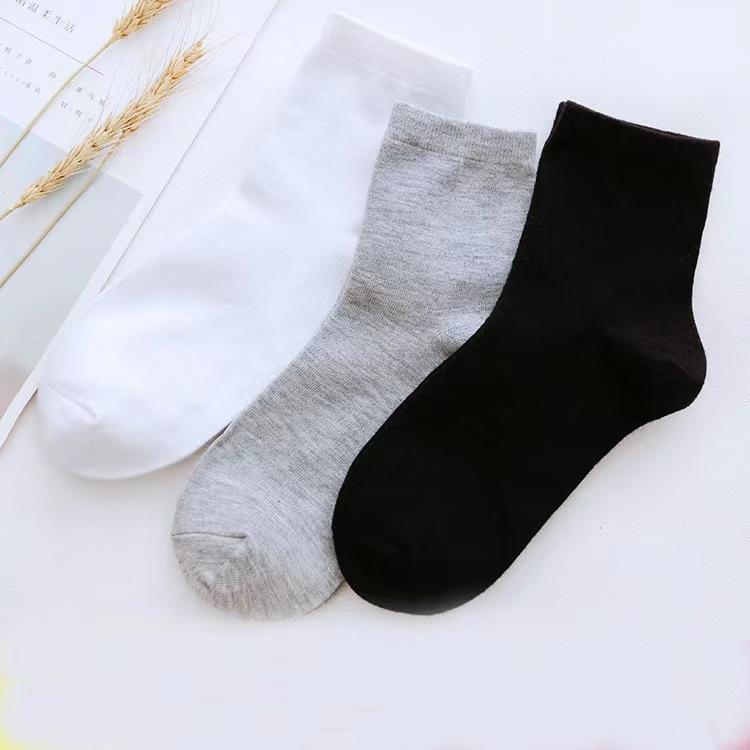 靴下 メンズ 男性用 ソックス 中筒丈 コットン混紡 黒 白 グレー 無地 吸汗性 普段使い 春夏秋冬(x5)