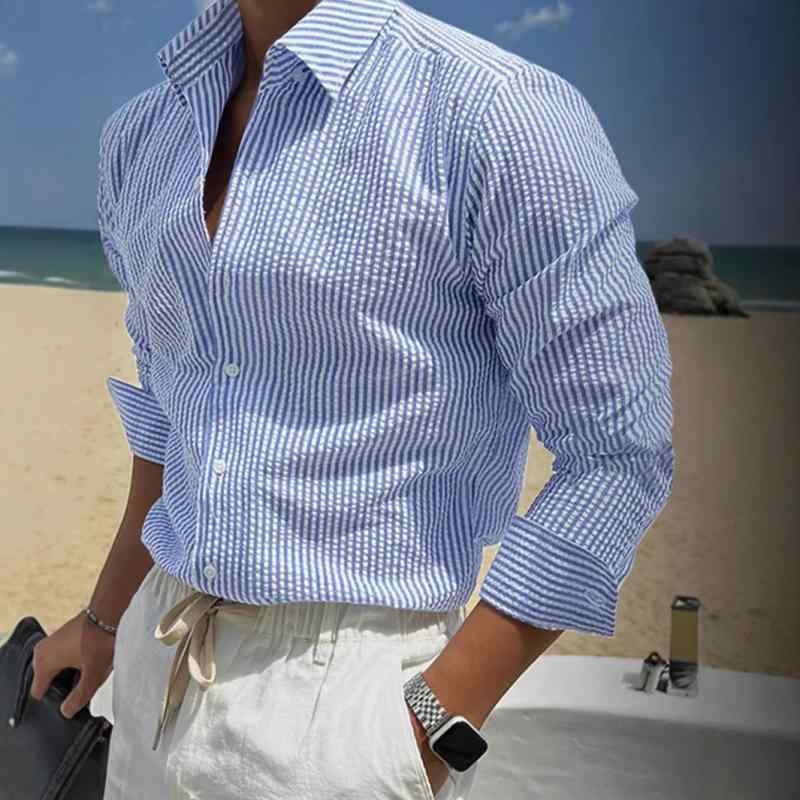 シャツ メンズ 長袖 ストライプ柄 形態安定 合体型 翻領 ポリステル混紡 カジュアル オフィスカジュアル 白 ホワイト カーキ 紫 パープル 緑 グリーン 赤 レッド 黒 ブラック 青 ブルー 秋・カテゴリ: シャツ・スタイル: 軽熟カジュアル・対象年齢: 成人・対象: メンズ・素材: ポリエステル繊維・・柄: 無地・袖丈: 長袖・ネックライン: 襟付き・タイプ: カーディガン・・フィット: レギュラー・色: ホワイト.カーキ.ライトパープル.ライトグリーン.レッド.ブラック.ブルー・サイズ: S.M.L.XL.XXL・お手入れ: 洗濯機洗い可・色落ち耐性: 高さ・対象年齢: 18-24歳・シーズン: 秋