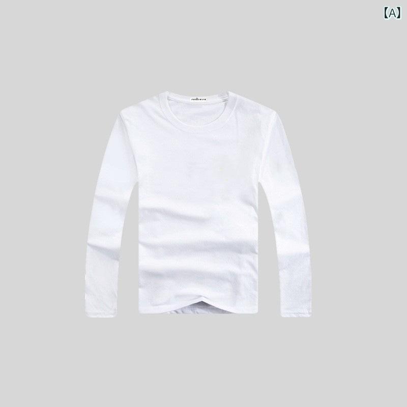 拉链 - Tシャツ メンズ 男性用 長袖 Tシャツ カットソー トップス インナーシャツ ポリエステル 無地 スリムフィット カジュアルスタイル ブラック系 ホワイト系