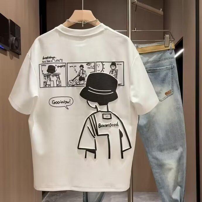 Tシャツ メンズ 男性用 半袖 コットン プリント クルーネック カットソー トップス カジュアル スタイル 春夏 薄手・スタイル: ストリート・素材: 綿・柄: キャラクター・フィット: レギュラー・対象年齢: 成人・袖丈: 半袖・ネックライン: クルーネック・・カラー: ホワイト, ブラック, コーヒー, ダークグレー, ダークグリーン, ワインレッド・サイズ: S, M, L, XL, 2XL, 3XL, 4XL, 5XL・カテゴリ: Tシャツ・袖のタイプ: レギュラー・重さ: 180〜250g・対象: メンズ