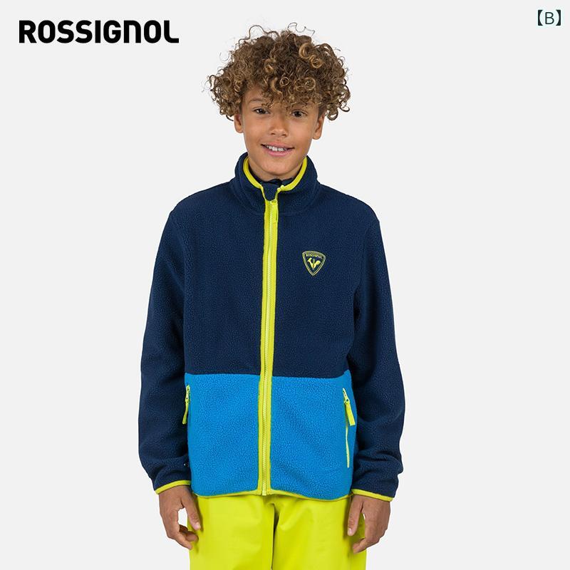 LINEAR shopのROSSIGNOL 25 キッズ スキー スーツ ミドルレイヤー インナーウェア 暖かい 快適 柔軟 フリースジャケット レッド ブルー｜アングル2