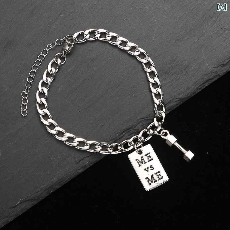 ブレスレット メンズ レディース ステンレス 哑铃 アレイ モチーフ 힙합 ヒップホップ スタイル アクセサリー 男女兼用 手飾り ギフト プレゼント