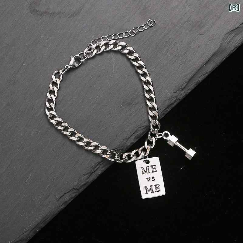 ブレスレット メンズ レディース ステンレス 哑铃 アレイ モチーフ 힙합 ヒップホップ スタイル アクセサリー 男女兼用 手飾り ギフト プレゼント
