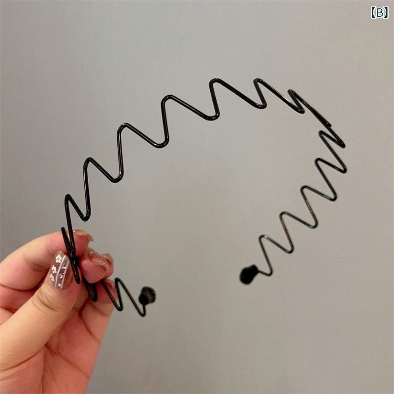 ヘアバンド メンズ 男性用 ヘアアクセサリー 髪留め ウェーブ ずれ落ち防止 スポーツ シンプル スタイリッシュ ブラック(x2)