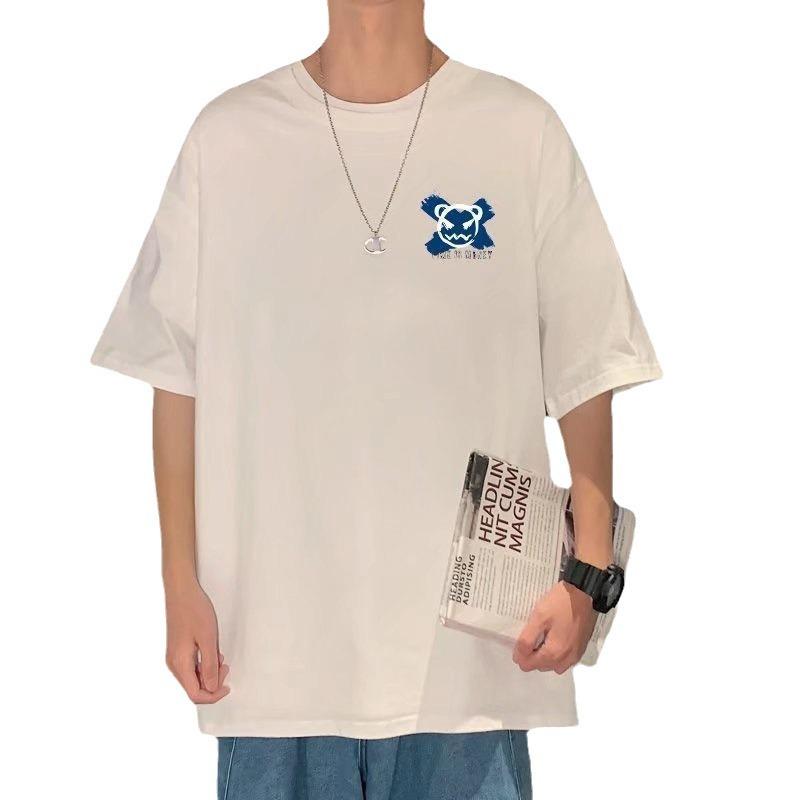 Tシャツ メンズ 男性用 半袖 ポリエステル 幾何学模様 プリント クルーネック カットソー ゆったり ストリート カジュアル スタイル 春夏