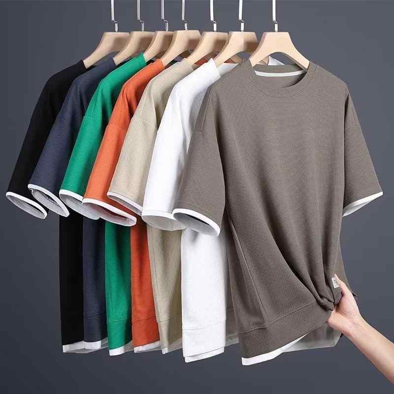Other - Tシャツ メンズ 男性用 半袖 ワッフル 接触冷感 クルーネック プルオーバー トップス カットソー 薄手 無地 普段使い 部屋着 リラックスウェア