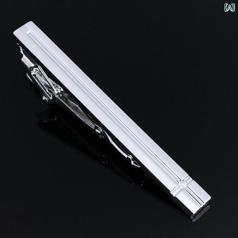 ネクタイピン メンズ 男性用 シルバー シルバー スーツ フォーマル ビジネス 平頭型 幾何学模様 電気メッキ加工 鉄製(x2)