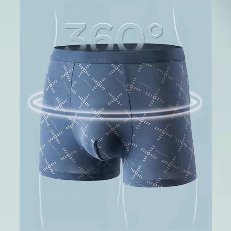 アンダーウェア 男性用 短パン 竹繊維 中ウエスト ボクサーパンツ 2枚組 幾何学模様 通気性 快適 柔らかい 肌触り