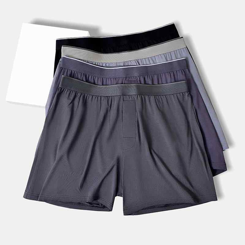 トランクス 男性用 下着 モダール ニット 無地 通気性 スポーツ 深 gray グレー 普段使い 春夏 秋冬 L ..