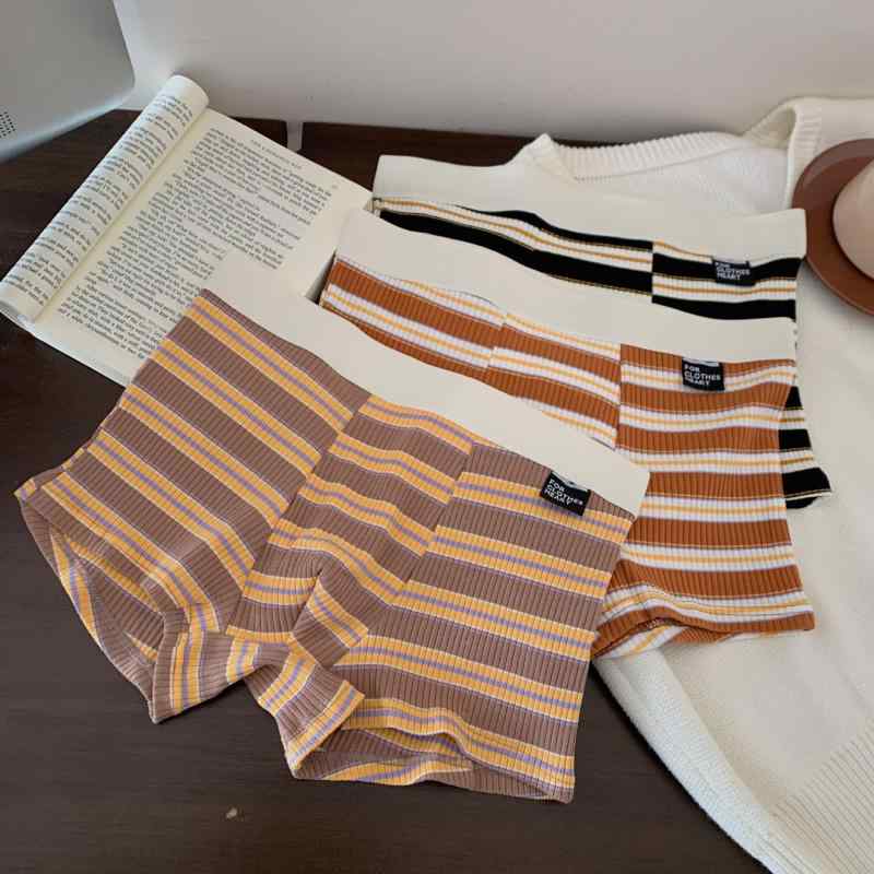 メンズ 下着 トランクス パンツ コットン ストライプ かわいい 柔らかい 韓国 快適 少年 普段使い 春夏..