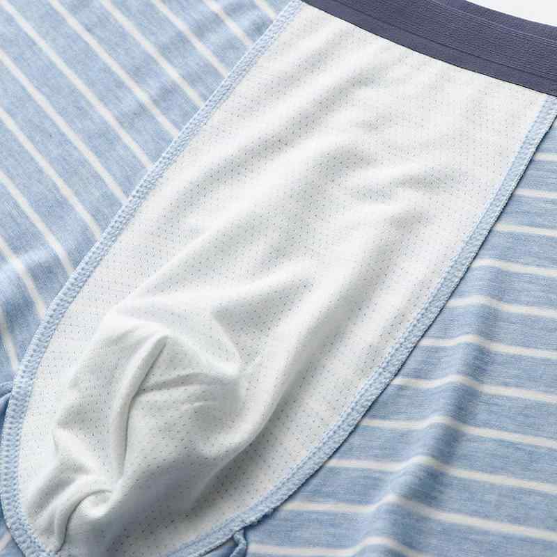 メンズ 下着 トランクス モダール 中腰 ストライプ 通気 涼しい 男性用 スタンダード グレー系 ブルー系