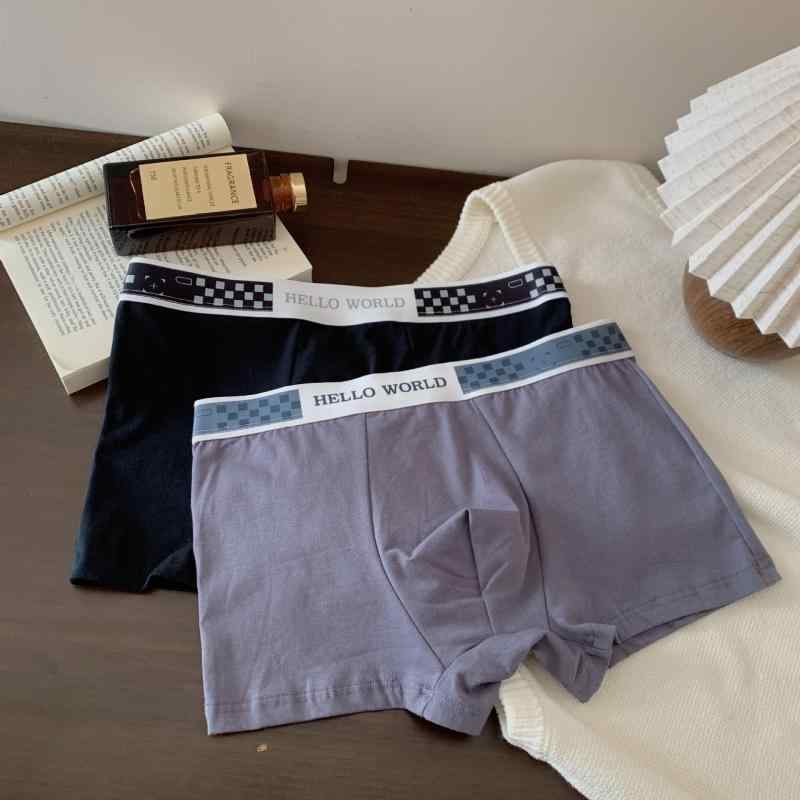 ボクサーパンツ メンズ 男性用 下着 パンツ コットン 無地 シンプル 通気性 ミドルウエスト 黒 シルバ..