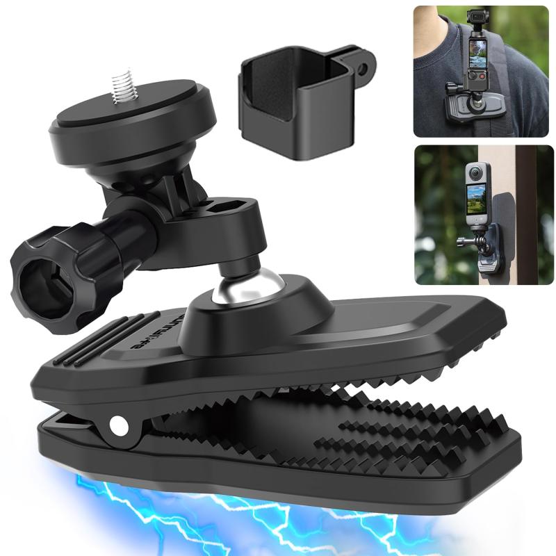 HAFOKO OSMO Pocket 3 マグネットバックパッククリップマウント360°回転ショルダーストラップホルダーDJI 対応 OSMO Pocket 3アクセサリー/GoPro 対応 Hero 13/12/11/10/9/8/7/6/5/Inst