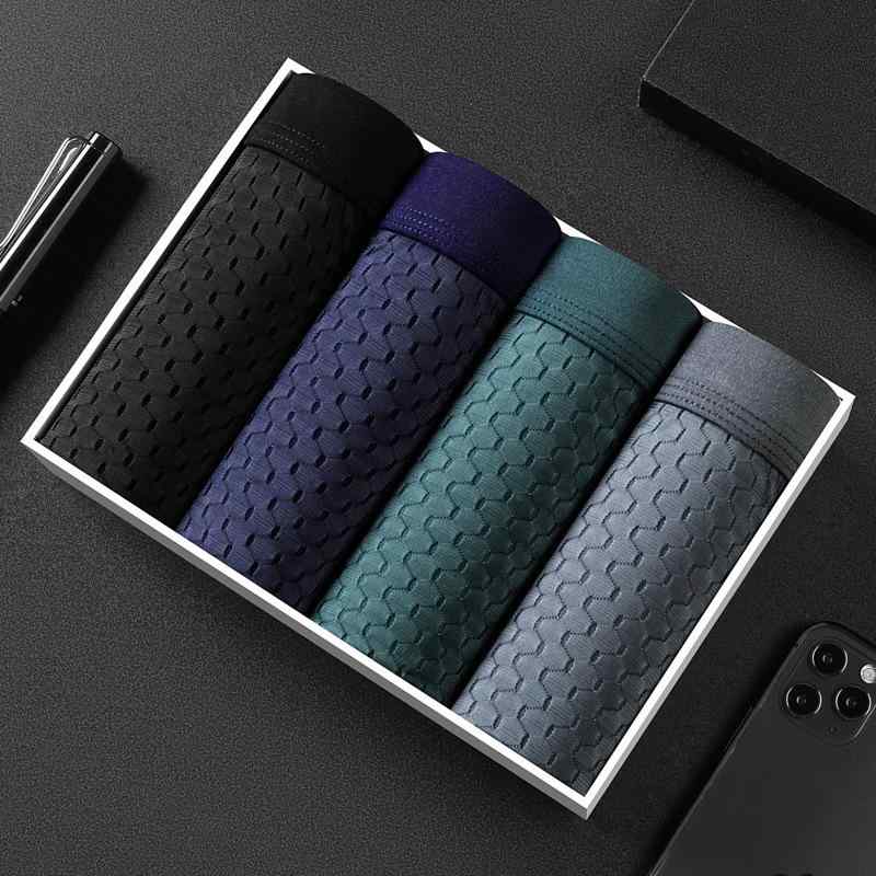 パンツ メンズ 男性用 ボクサーパンツ モダール 無縫製 シームレス 通気性 スポーツ ローライズ 黒 ブ..