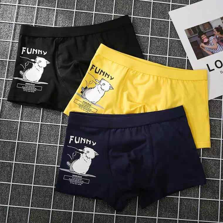 下着 メンズ 男性用 ボクサーパンツ 平角パンツ コットン 通気性 伸縮性 黒 ブラック 紺 ネイビー グレー 個性的 かわいい カートゥーン柄 短パン